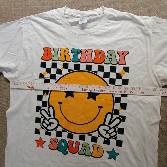 Birthday‎ Squad Smile Face Sarcastic Novelty Funny White S/S T-Shirts Mens XL - Picture 2 of 8